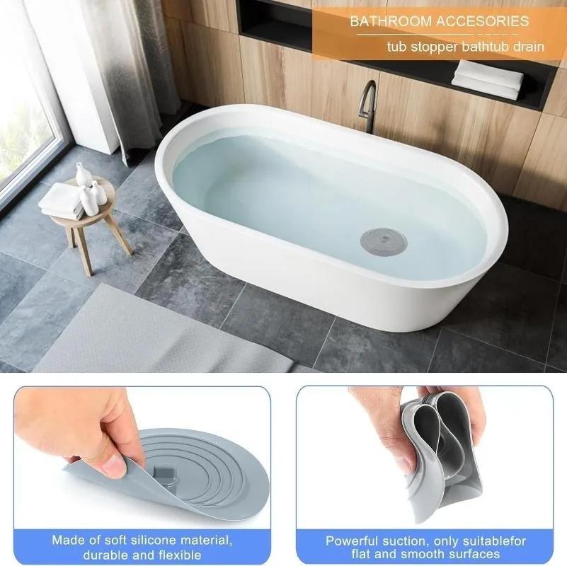 6 Inches Large Silicone Drain Plug Hair Stopper Flat Suction Cover Tub Stopper Leakage-proof Drain Cover Bathroom Accessories