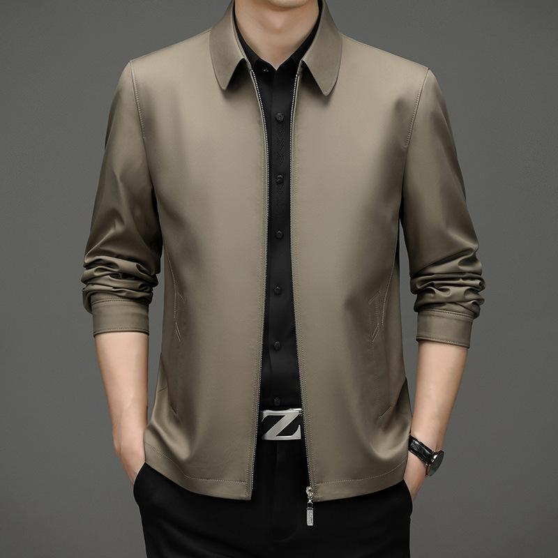 Men's Lapel Jacket Jacket Middle-aged and Elderly Casual Trendy with Dad's Spring and Autumn Fit Top