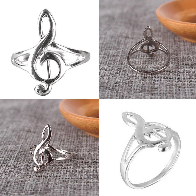 Fashion Silver Color Musical Music Note Ring Treble Clef Ring Jewelry Gift