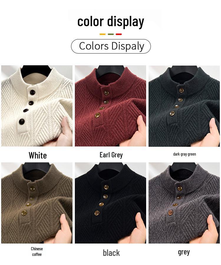 Herren Premium 100% Wolle Dicker Winterpullover mit Jacquard-Design