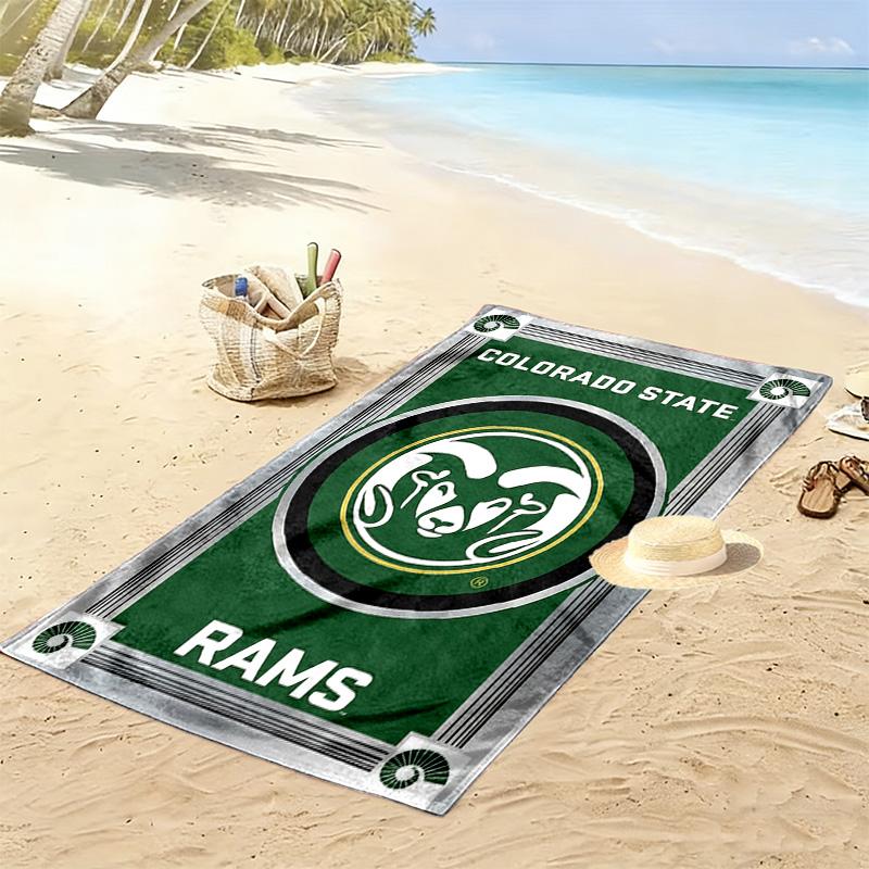 Colorado State Rams Print Beach Towel, Large Soft Quick Dry Towel for Beach Camping Swimming