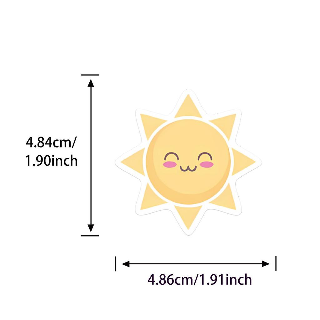50 Cartoon Sun Expression Stickers: Waterproof Decorative Set for Scrapbooking, Notebooks, and Luggage