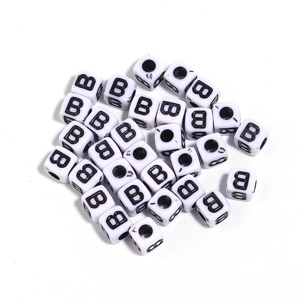 50-100Pcs White Square Acrylic Letter Beads A- Z Cube Loose Spacer Beads Alphabet Beads DIY Bracelet Jewelry Making Accessories