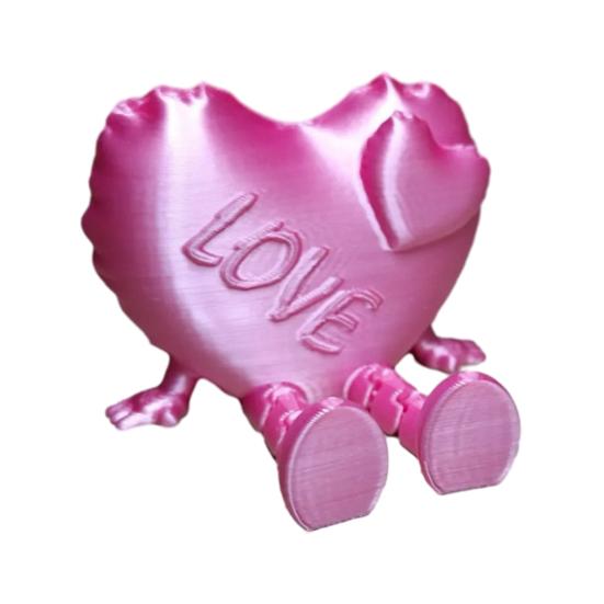 Heart Tabletop Decoration Love Figurine with Articulated Legs, 3D Printed Shape Statue, Legs for Home Office, Romantic Gift Valentine's Day