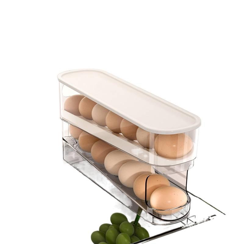 Stackable Double-Layer Automatic Egg Refill Box for Refrigerator Side Door