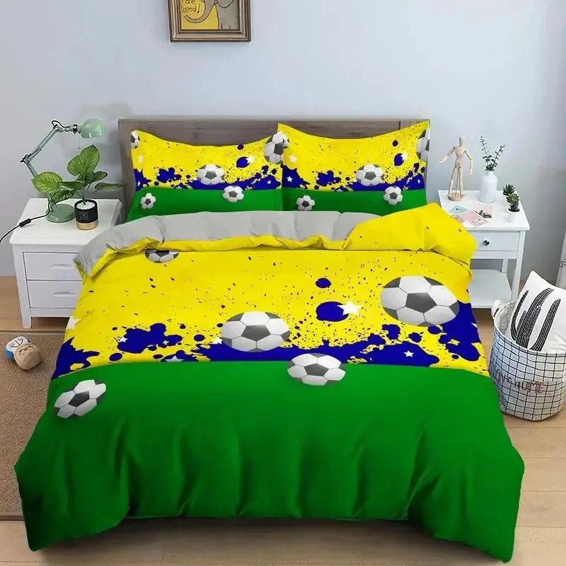 3D Football Bedding Set Soccer Comfortable Duvet Quilt Cover Pillowcase Bedding Set Children Bedroom Decoration Home Textile