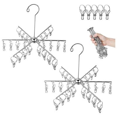 Foldable Stainless Steel Underwear Sock Dryer Laundry Rack Flat Head Clothes Hanger Airer Rust Resistant Strong Grip Clip