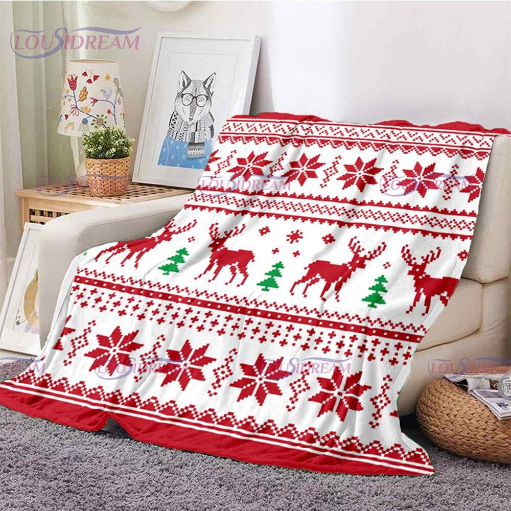 Merry Christmas Santa Claus Blanket Soft Flannel Throw Blanket for Home Bedroom Sofa Travel Office Snowflake Rest Cover Blanket