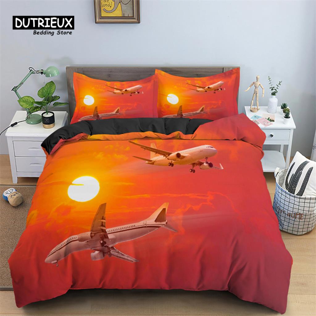3D Airplane Printed Bedding Set Kids Adults 2/3pcs Duvet Cover With Pillowcase Comforter Bedding Quilt Cover Luxury Bedding Set