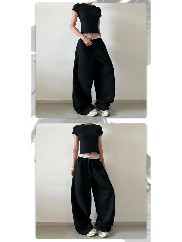 LKTM Unisex Grey Casual Wide-Leg Sweatpants