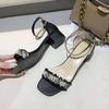 Sandal girl 2025 summer new high heel medium thick heel fashion fairy style versatile with skirt ins tide