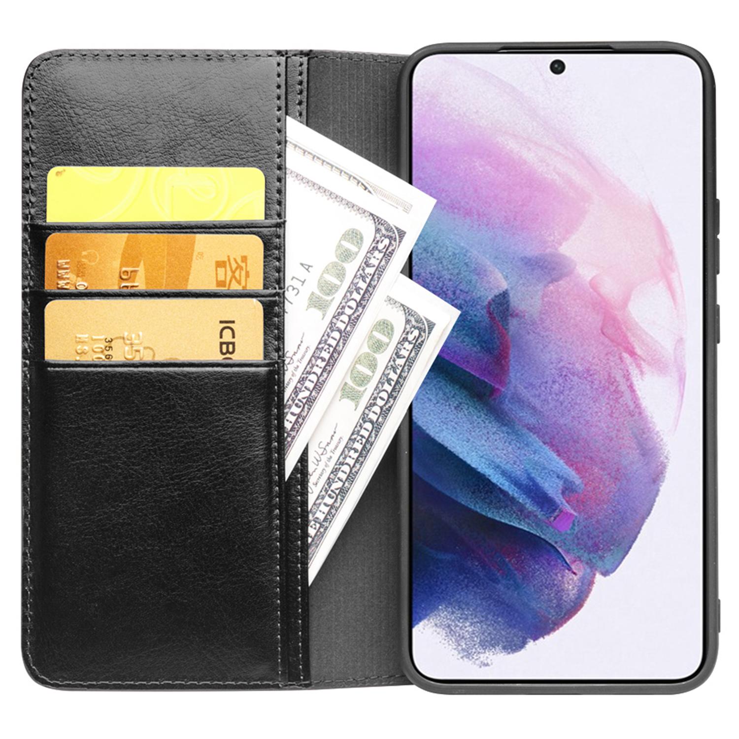 

QIALINO For Samsung Galaxy S23 Genuine Leather Phone Case Drop-Proof Flip Cover Wallet Stand Black