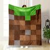 Pixelated Blocks Resembling Grass and Soil with Small Stone Inclusions. for All Seasons Blanket Lunch Break Throw Gift