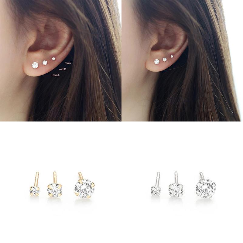 Canner 925 Sterling Silver Zircon Piercing Earrings Set For Women 3PC Party Stud Ear Jewelry Gift