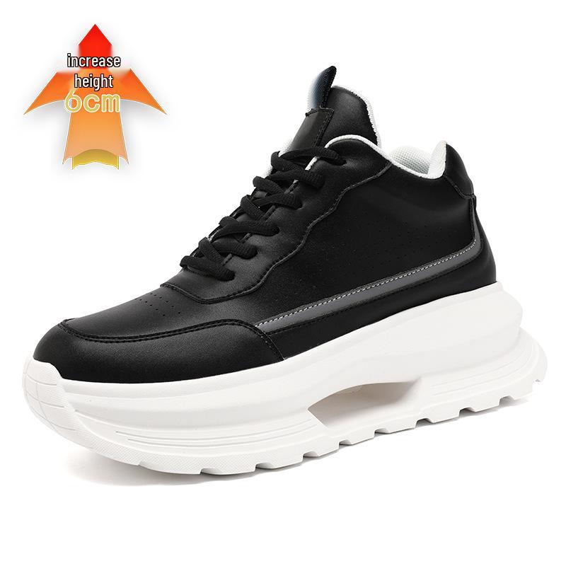 8CM Height Increasing White Dad Sneakers, Thick Sole Retro Casual for Spring and Autumn