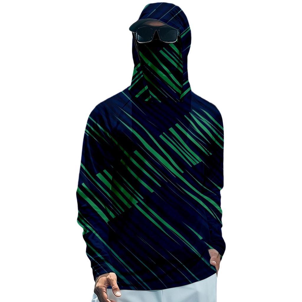 Herren Langarm Sonnen-Hoodie Schnelltrocknendes Angelshirt zum Laufen und Workout