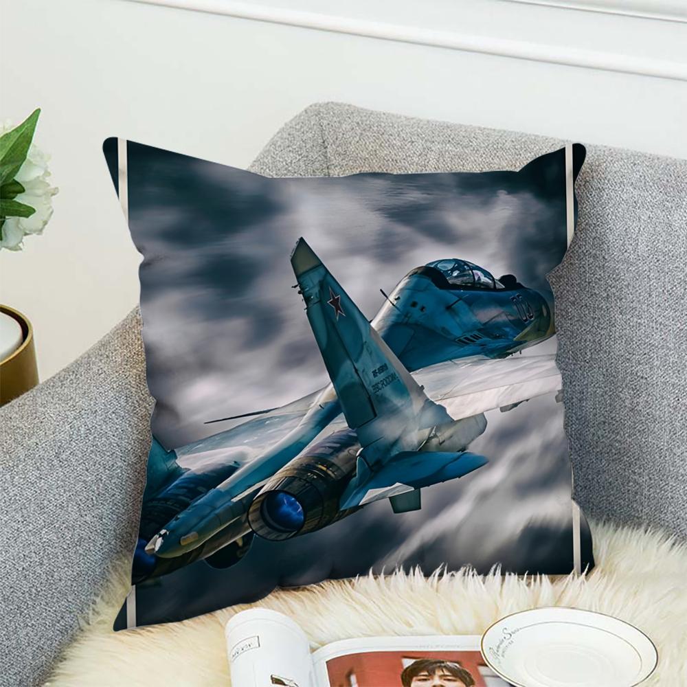 Russia Modern Fighter Jets Pillow Case For Car Sofa Decorative Home Double-sided Print Plush Square Throw Pillow Cushion Cover