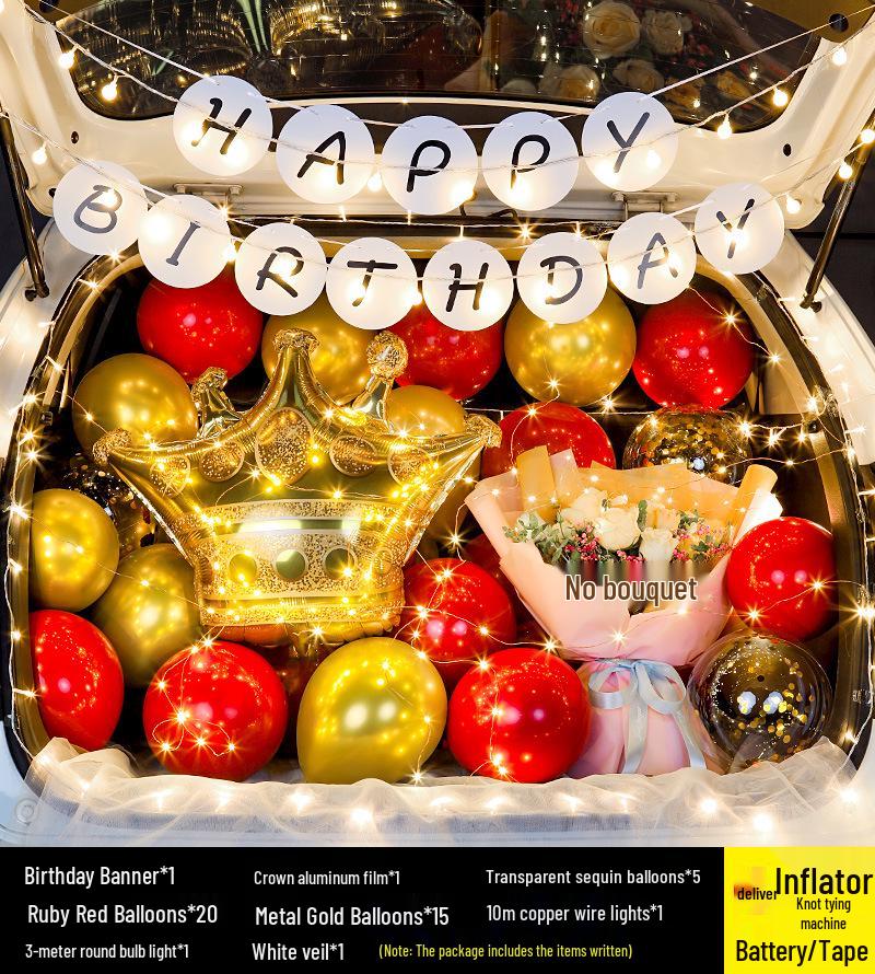 

Романтический сюрприз в багажнике машины: Украшение на День святого Валентина, Предложение или День рождения