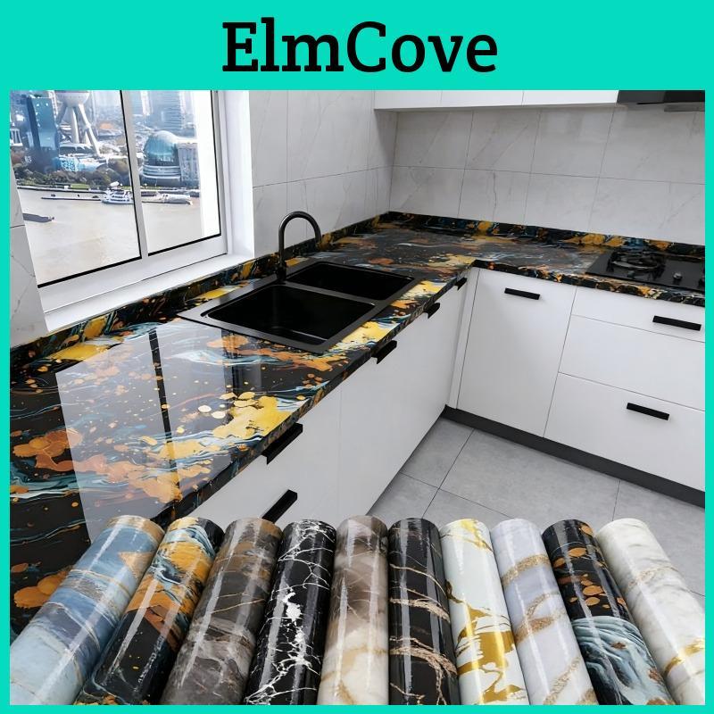 Marble Foil Wallpaper Selfadhesive Gold Peel Stick Waterproof Oilproof Kitchen Backsplash Countertop Sticker 5layer Pet Wall Decal For Furnitur