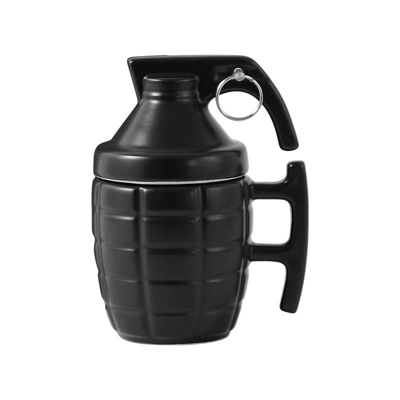 Kreative granatenförmige Scherz-Keramik-Kaffeetasse mit Deckel