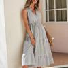 Women's Summer New Sleeveless Striped V-neck Waistcoat Dress