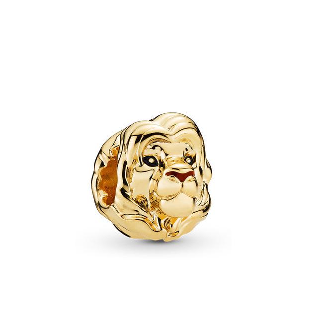 S925 Sterling Silver Shiny Gold Series Crown Lovely Pig Life Tree Beads Fit Original Bracelet DIY Women's Jewelry