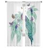 Cortinas de tule coloridas de borboleta de pavão para decoração de sala de estar, quarto, cortina de chiffon para varanda, cozinha, cortinas para casa