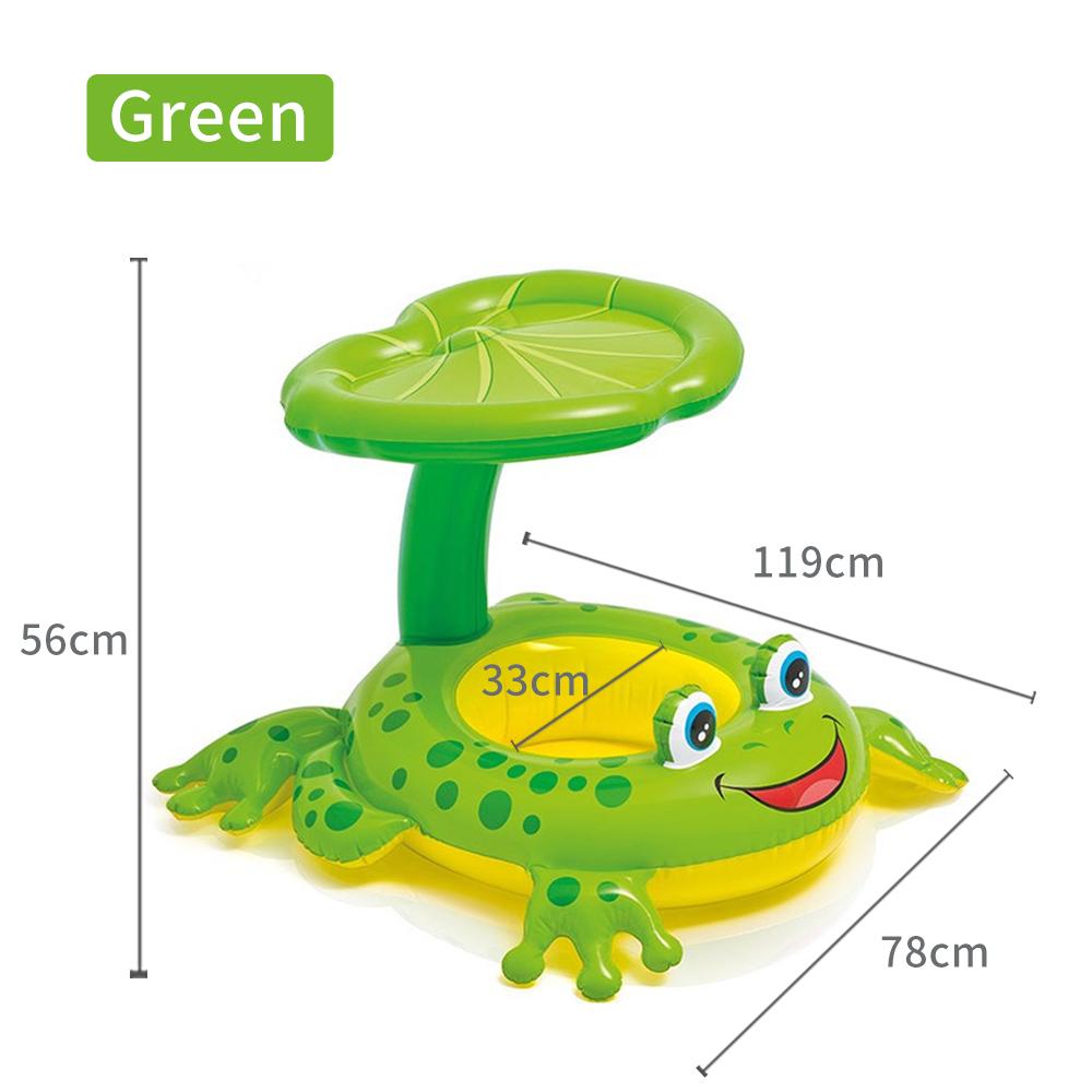 Kids Animal Swim Seat with Sunshade, Fish/Frog Inflatable Baby Float with Canopy