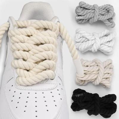 2Pcs Round Thick Rope Laces Polyester Cotton High Quality Solid Color Laces 0.8cm120cm Width 10Colors Bold Shoelaces