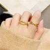 Vietnamese Brass Elegant Goldplated Double Ring Geometric Fashionable Open Adjustable Ring For Women