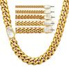 Cuban Link Chain for Men with Shell Inlaid Clasp Gold Color Stainless Steel Round Miami Hip Hop Jewelry