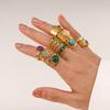 Youthway New Design Natural Stone Stainless Steel Ring Women Waterproof Stylish Golden Jewelry  New Set