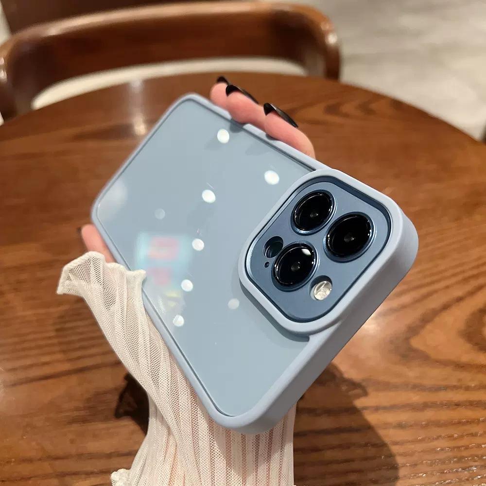 Applicable To Apple 14Pro Dark Purple Mobile Phone Case Iphone13 Anti-fall Gold Shield High-end 15 Fine Hole Protection Case