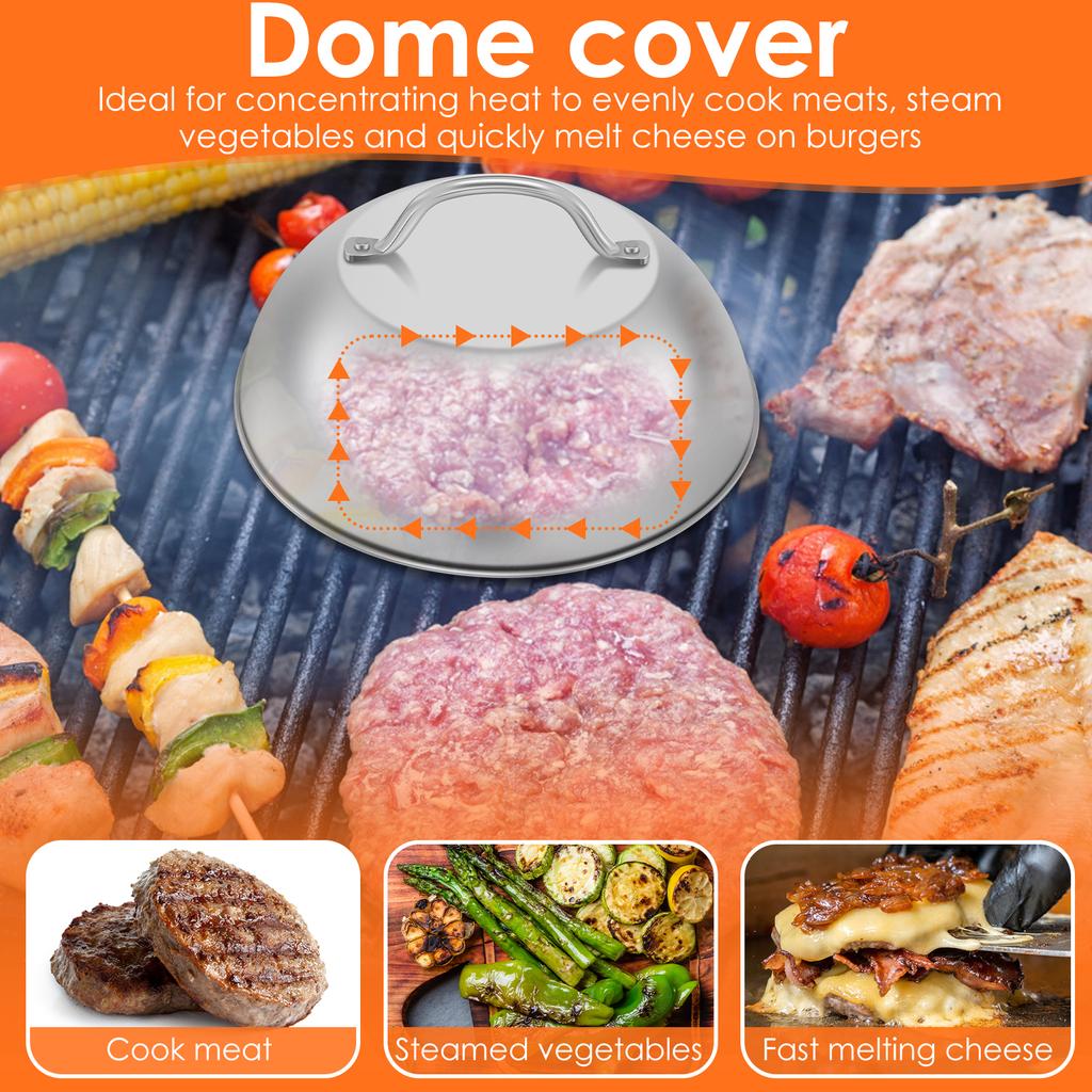 Smash Burger Kit with Lid Griddle Spatula 5.5 Inch Stainless Steel Burger Press 8.9 Inch Basting Cover 13.38 x 5.5 Inch