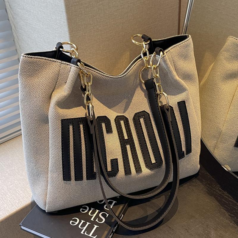 Canvas Commuter Tote Bag Women's Large-capacity New Casual Autumn and Winter Shoulder Bag College Student Class Bag