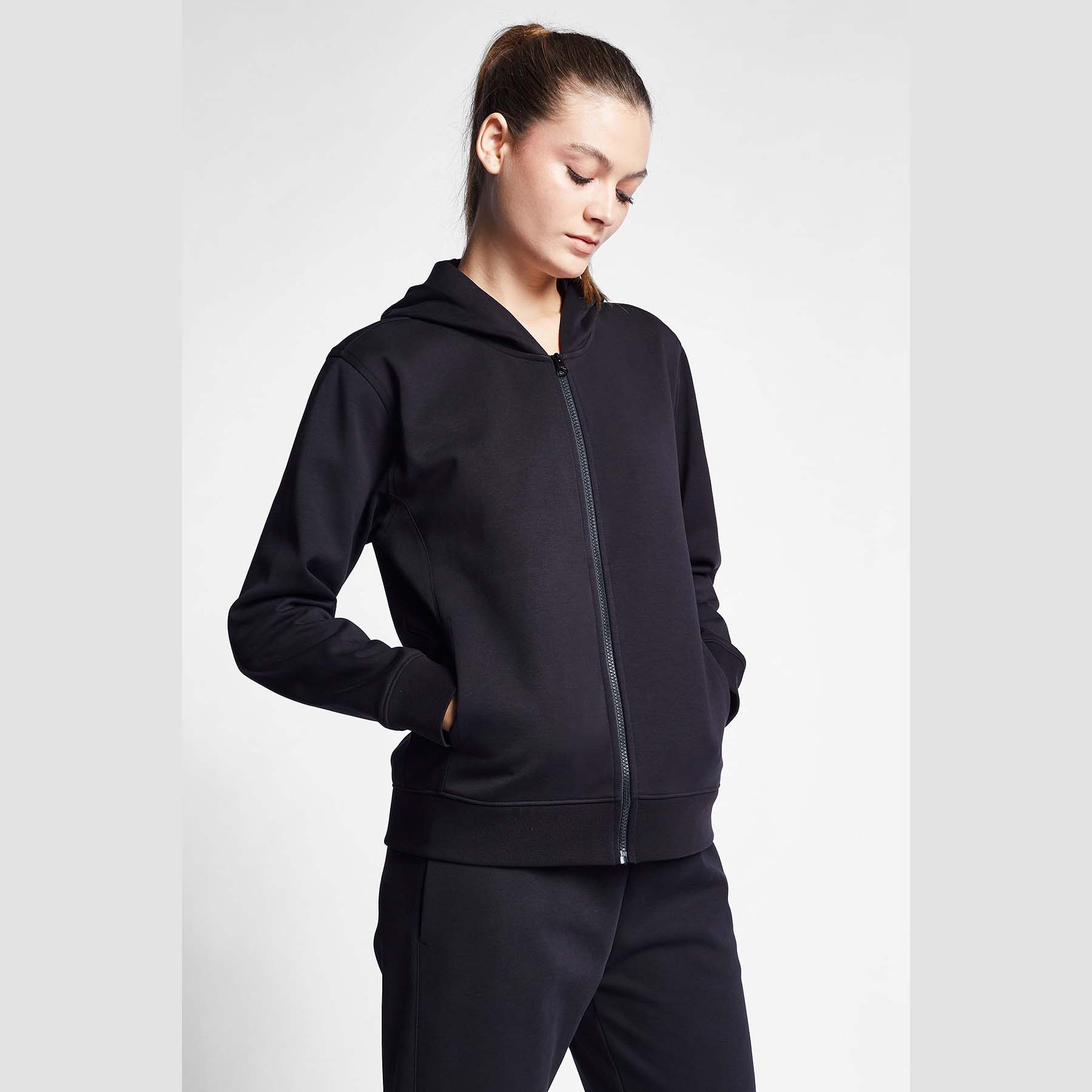 

Women s Zippered Hooded Sweatshirt 24S-2219-24B XS чорний
