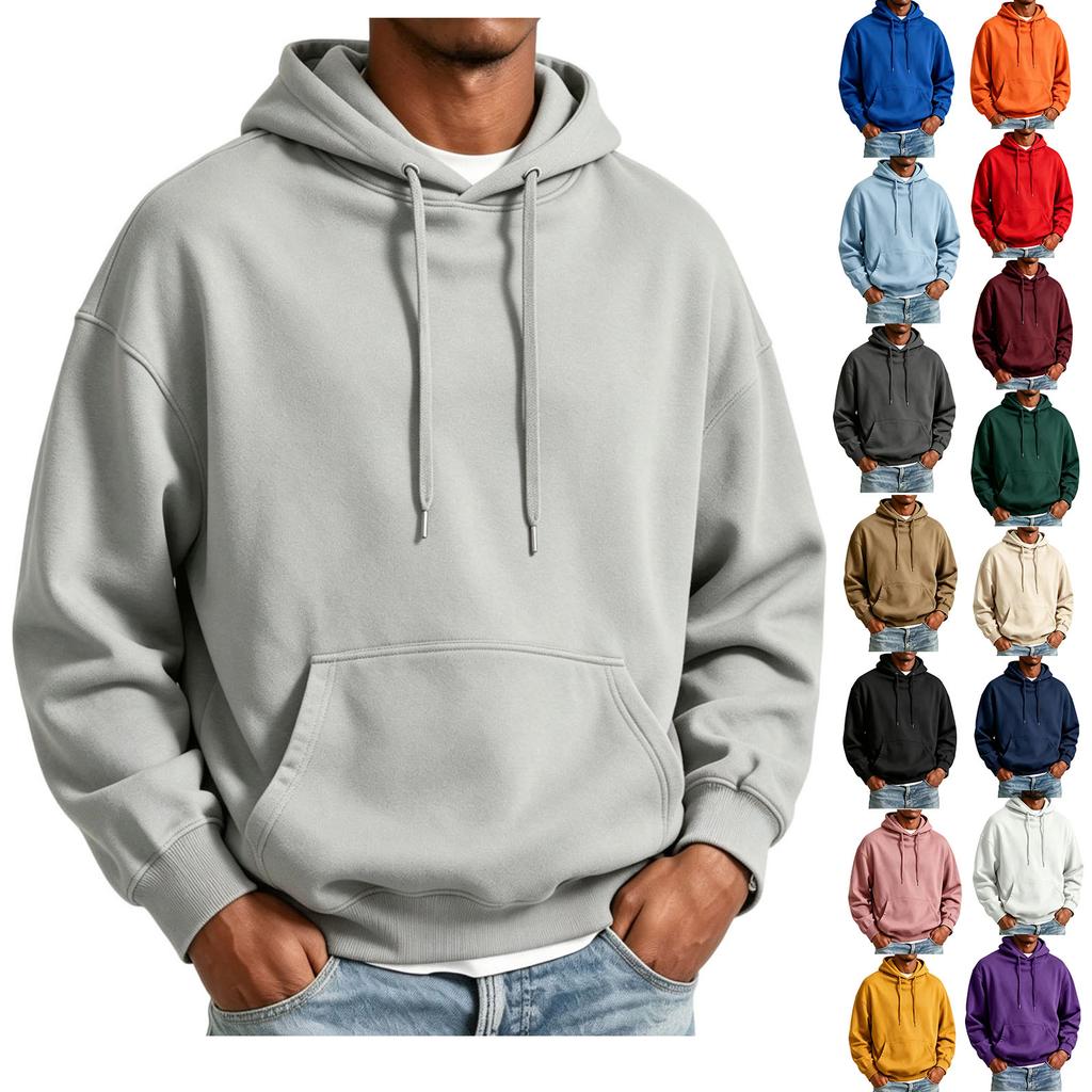 Men's Retro -Lined Hoodie Loose Fit Pullover Sweatshirt for Fall and Winter Casual Wear