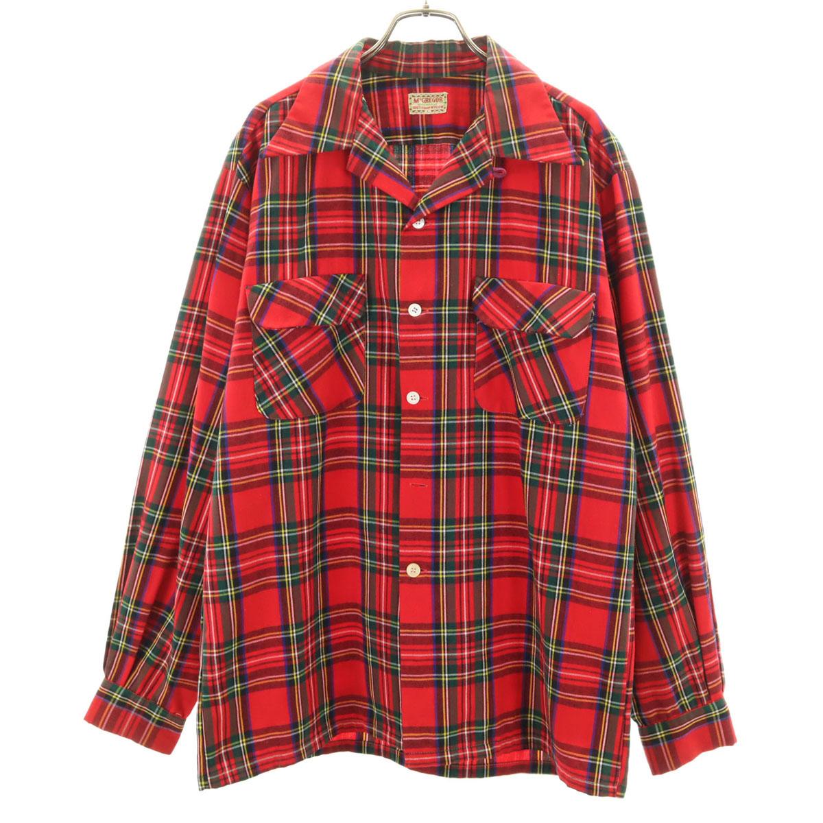 

McGregor 50s Vintage Tartan Check Pattern Long sleeve Open collar shirt Men s Used