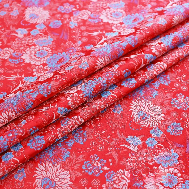 75x100cm Brocade Silk Fabric Beautiful DIY Material with Flower Pattern Sewing Handmade Patchwork Textile Cloth