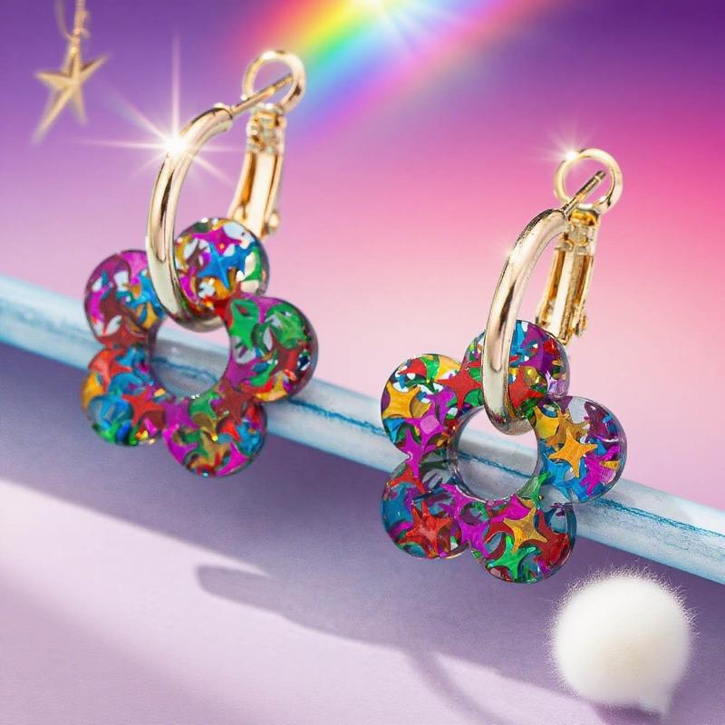 Modische Blume Ohrringe Damen Nischen Design Sinn Farbe Temperament Elegant Vielseitig Ohrringe