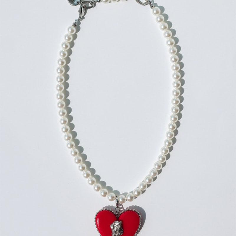 VERRYTASTE Heart Pendant Pearl Necklace - Red