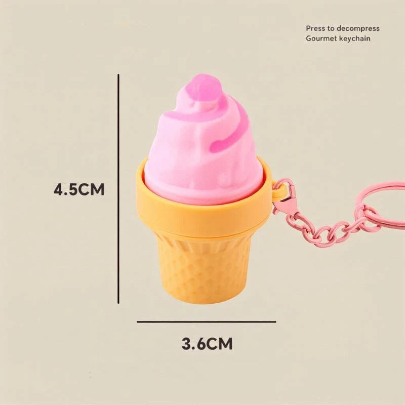 Food Shaped Anti Anxiety Stress Relief Keychain Realistic Creative Soft Squeeze Toy Key Ring for Kids Gift