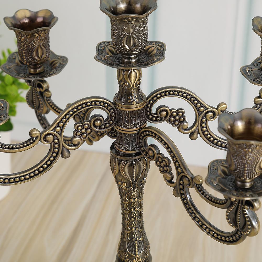 5 Arm Metal Candelabra Vintage Zinc Alloy Candle Holder for Wedding Dining Table Fireplace Wedding Party Home Decoration