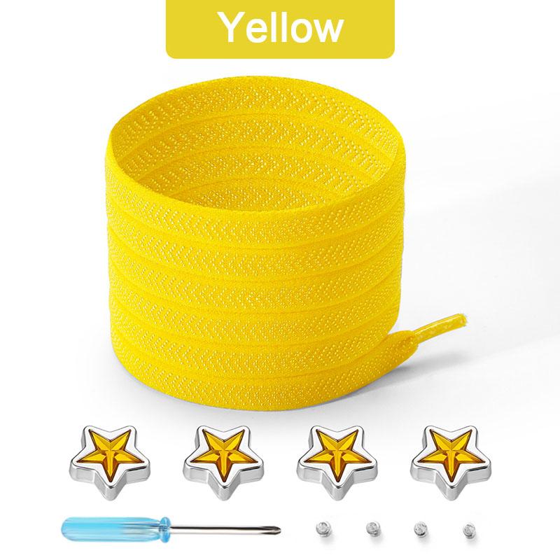 Star Diamond No Tie Shoelaces Colorful Rhinestone Metal Buckle Shoe Laces Flat Elastic Shoelace Kids Adult Sport Cute Shoestring