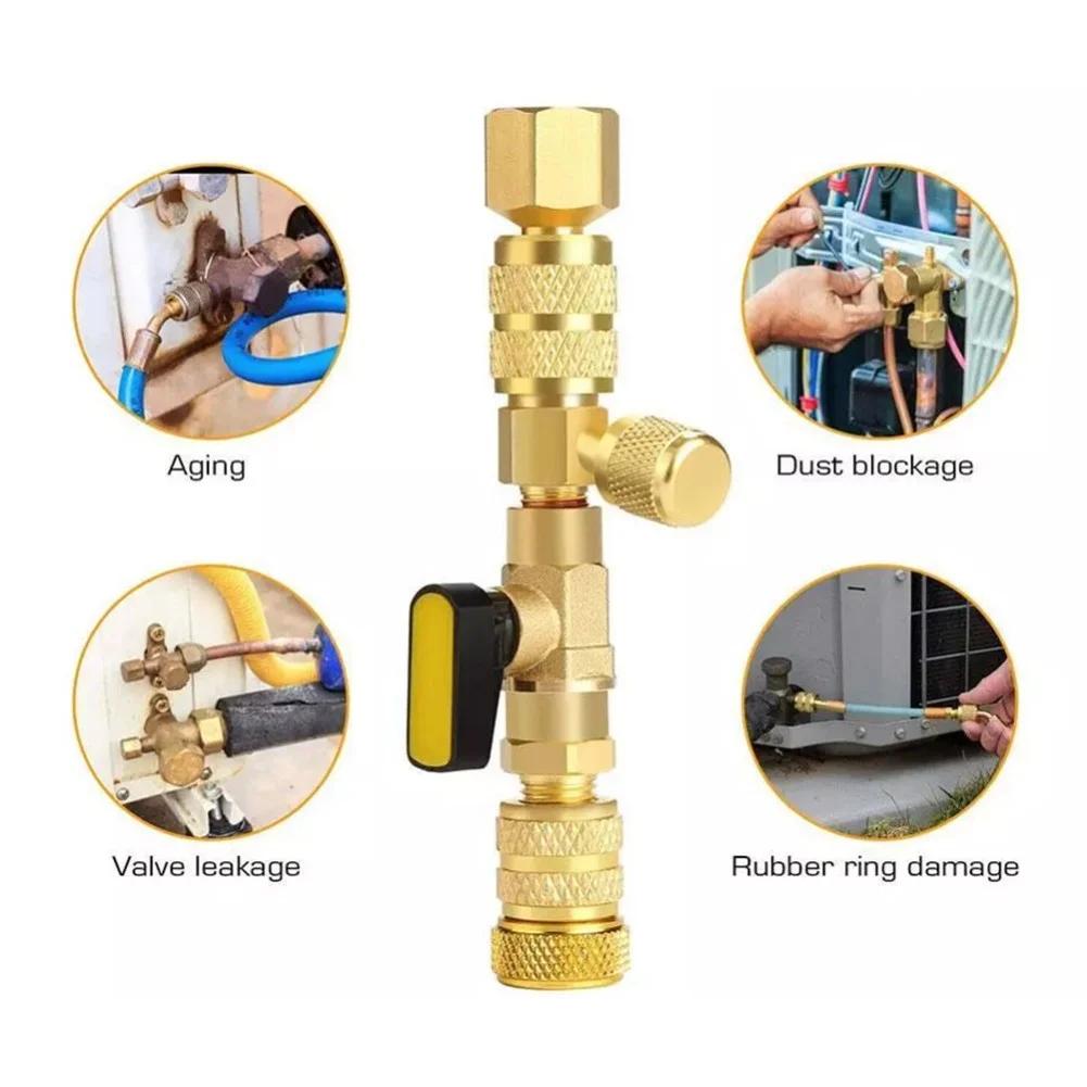 Valve Core Remover Installer Kit with Dual Size 1/4" & 5/16" Port, Schrader Valve Tool for R22 R410a R134A R12 R32 Refrigerant