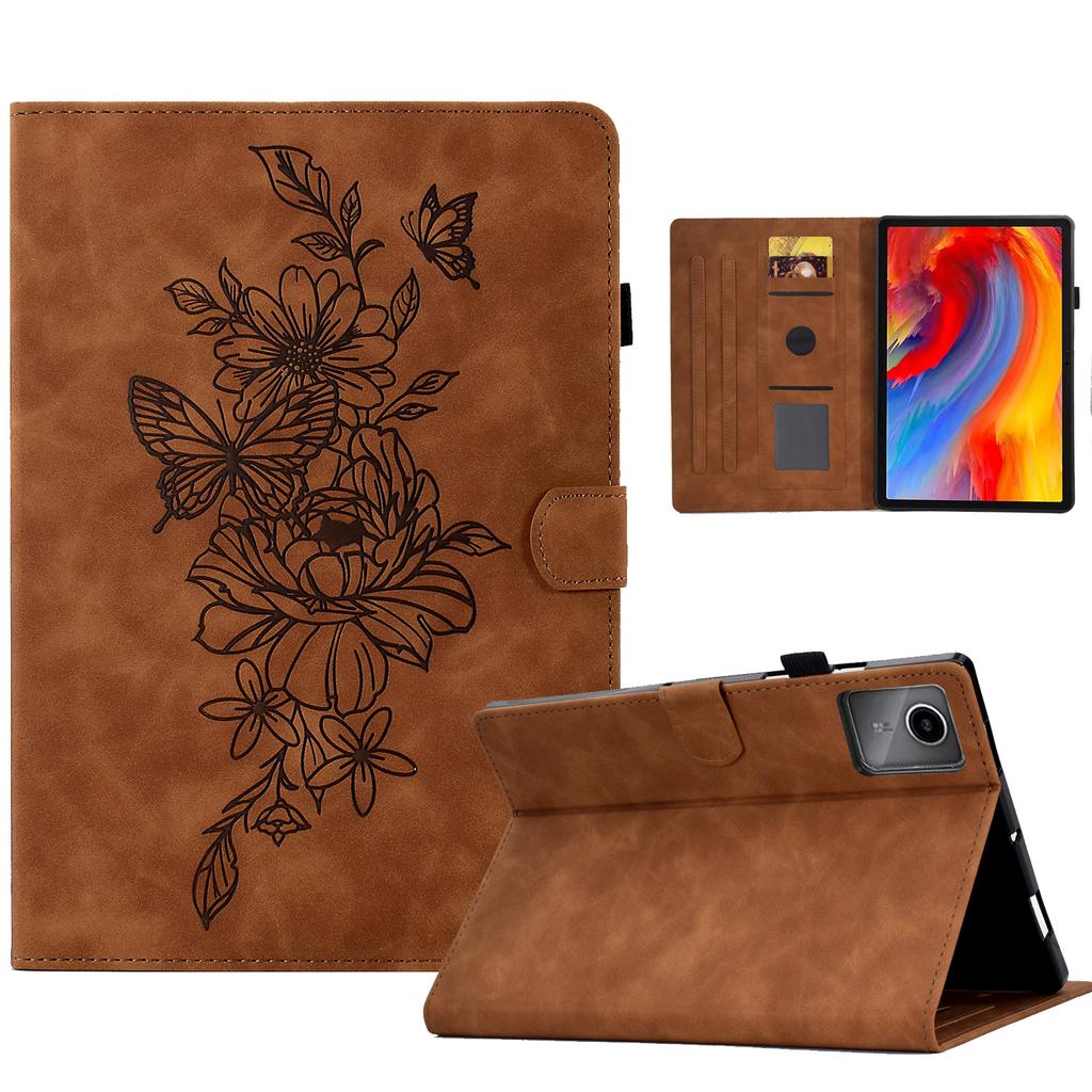For Lenovo Xiaoxin Pad 12.1 (2025) Case Flower Butterfly Imprinted Card Slots Leather Cover