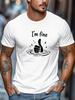 Unisex O Neck Tee Im Fine Thumbs Up Drowning Pattern Print Cotton Short Sleeve Loose Summer Breathable Daily Casual Basic Wear Top