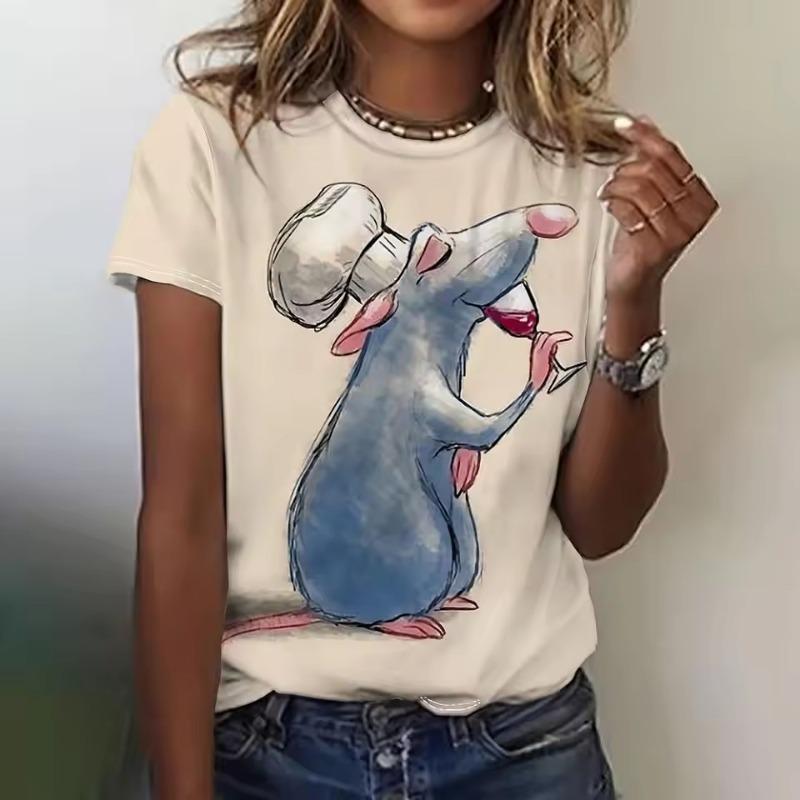 Cat Animal 3D Print T-Shirts Summer Women Round Neck Short Sleeve T Shirt Harajuku Top Y2k Casual Oversized Tees Female Clothing