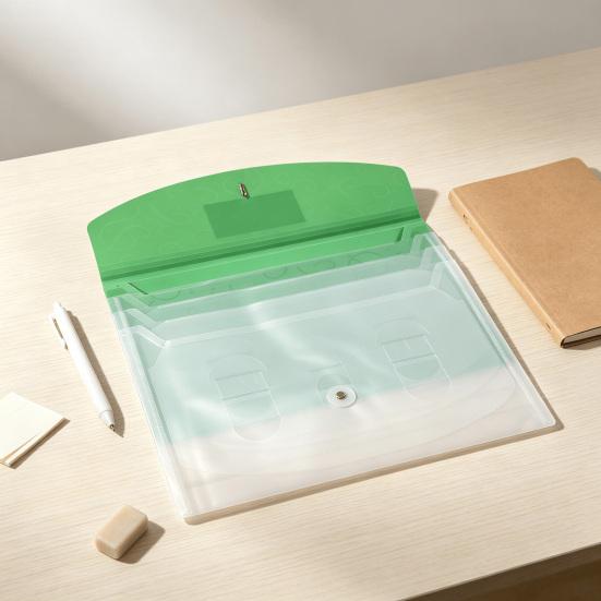 Expandable File Folder Document with Label Slot, Layered Design Waterproof PP Student Holder Envelope, Secure Rope Closure Organizer for Office