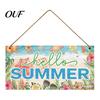 Holiday Decoration for Home Summer Wooden Hanging Sign, Beach Theme Welcome Sign Front Door Decor with Wall Rope, Colorful Hanger Seasonal Farmhouse
